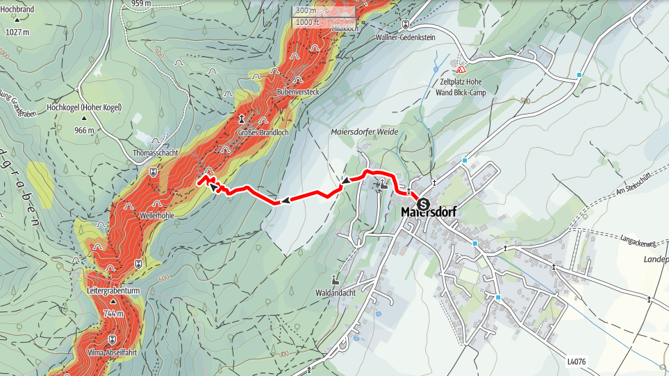 Zustieg Straßenbahnerweg von Meiersdorf. Screenshot Alpenverein aktiv