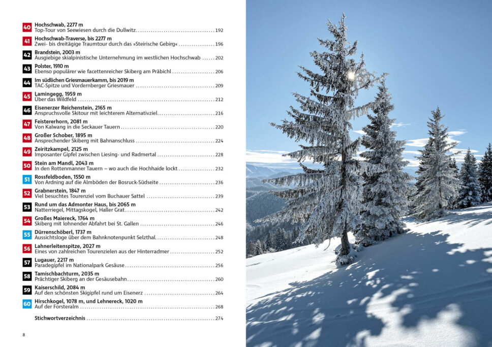 Inhaltsverzeichnis. Foto: Rother Bergverlag